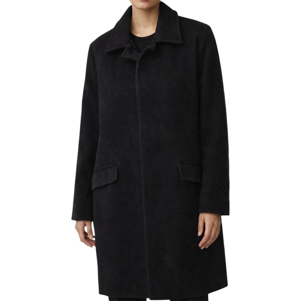 Banana Republic Wool Coat Cashmere Hand Pockets Zip Mid Length Lined Black L